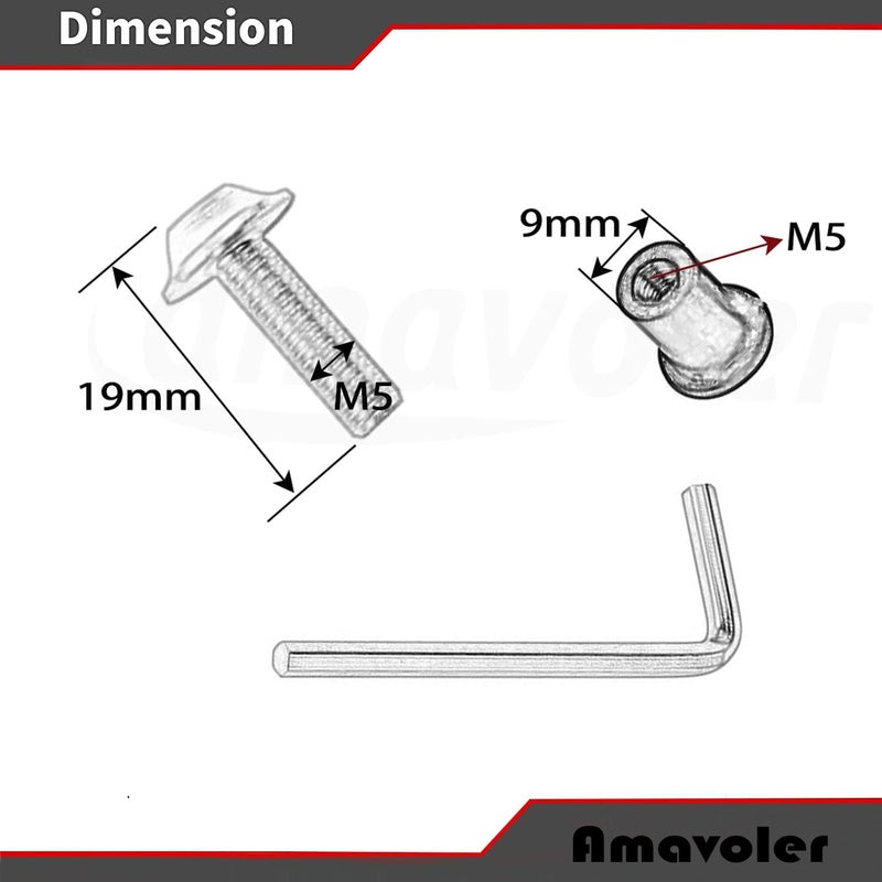 amavoler 10 PCS M5 Motorcycle Windscreen Bolts Screws Kit,Universal Motorcycle CNC Windshield Windscreen Bolt Screw,Works on OEM or Aftermarket Windshields (Black) - Image 2